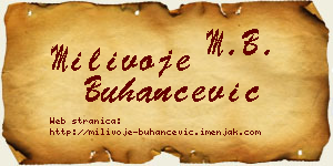 Milivoje Buhančević vizit kartica